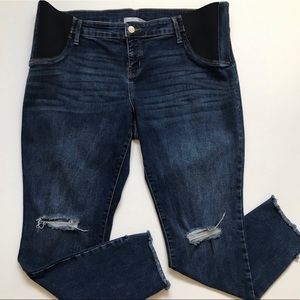 Isabel Maternity Dark Wash Raw Hem Skinny Jeans 16
